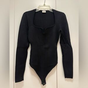 Abercrombie & Fitch Black Sweatheart Sweater Bodysuit